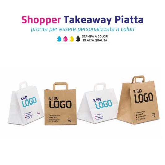 Shopper Take Away Personalizzabile Maniglia Piatta - Box Shop Italia
