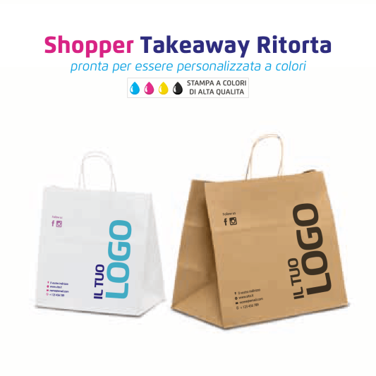 Shopper Take Away Personalizzabile Maniglia Ritorta