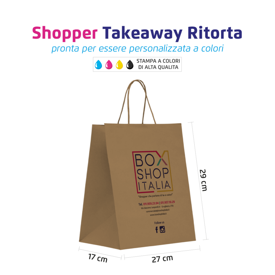 Shopper Take Away Personalizzabile Maniglia Ritorta