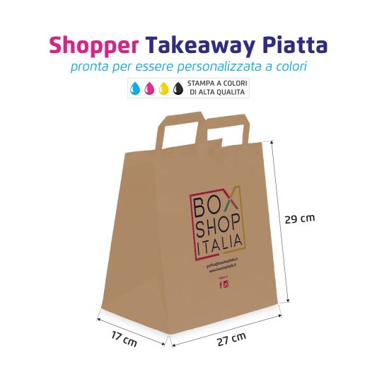 Shopper Take Away Personalizzabile Maniglia Piatta - Box Shop Italia